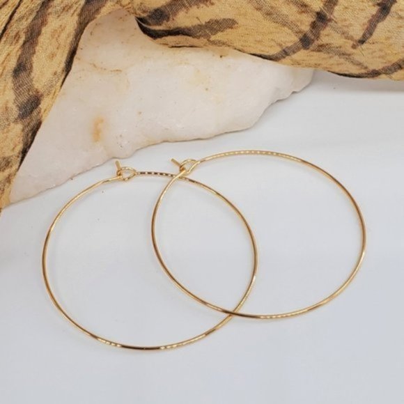 Madewell Hoop Earrings 14k Gold Plated Thin Hypoallergenic Minimalist - Picture 1 of 5